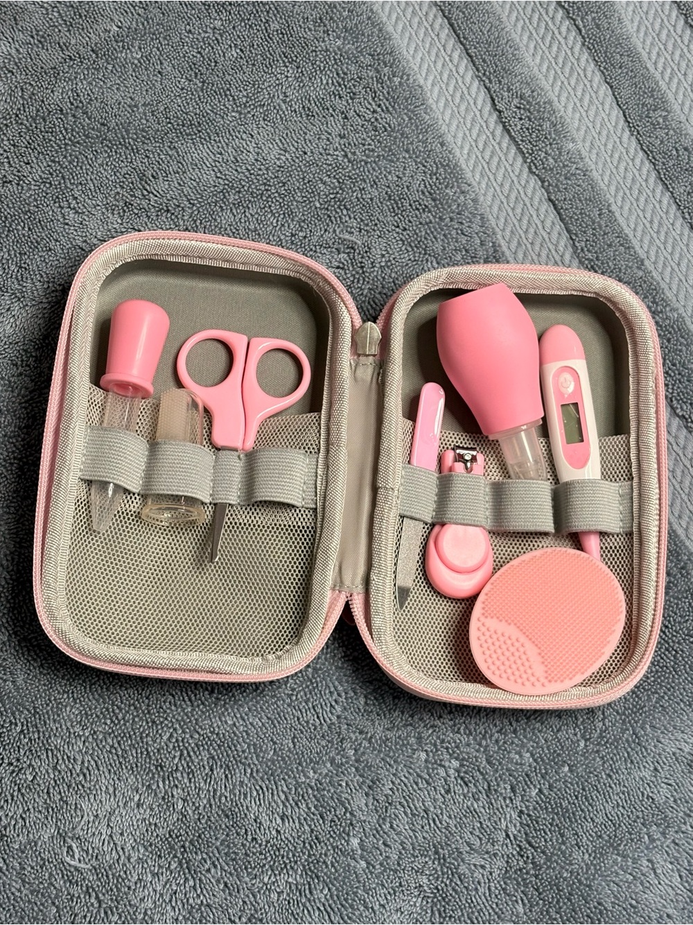 Pink Baby Grooming & Bath Care Kit with Soft Silicone Accessories